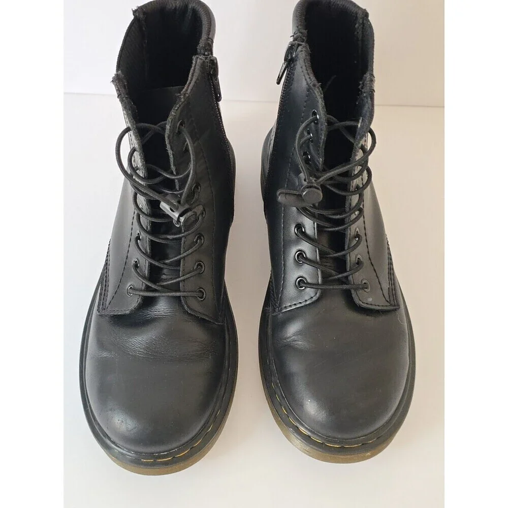 Dr Martens 1460 Harper J Boots Youth 4 Black Leather Combat Zip
